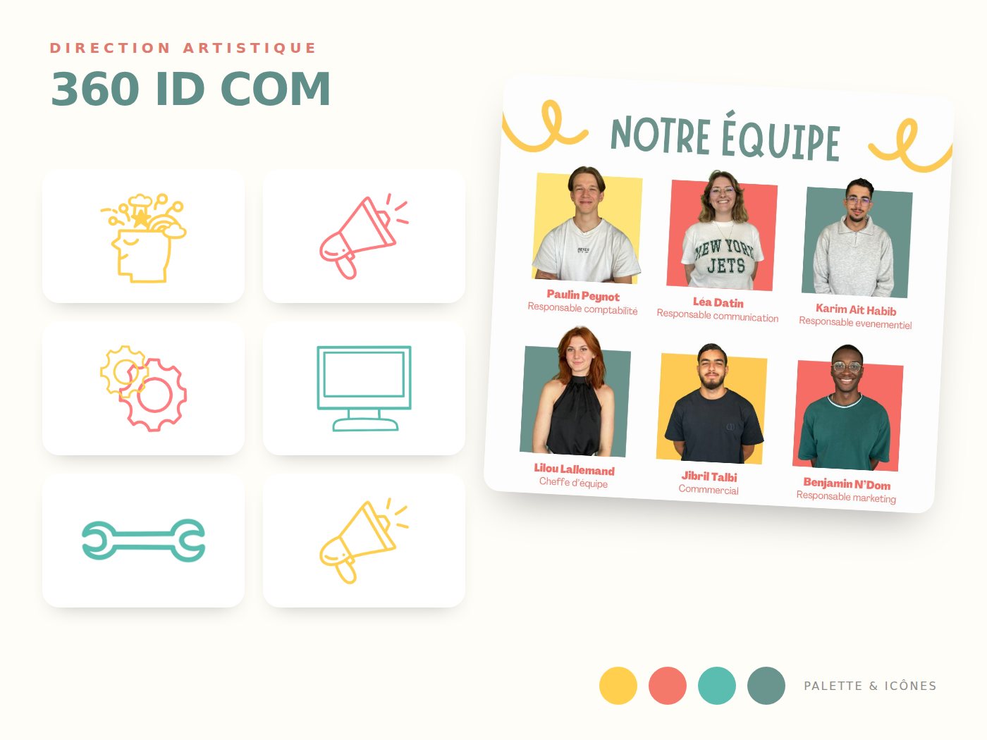 360 ID COM : des icônes dessinées à la main
