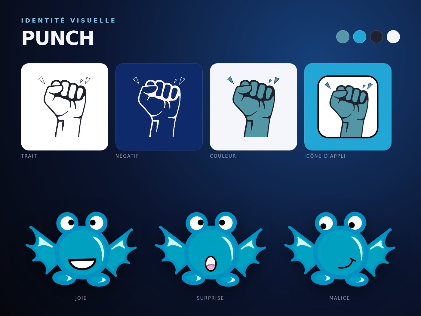PUNCH : un poing levé et une mascotte